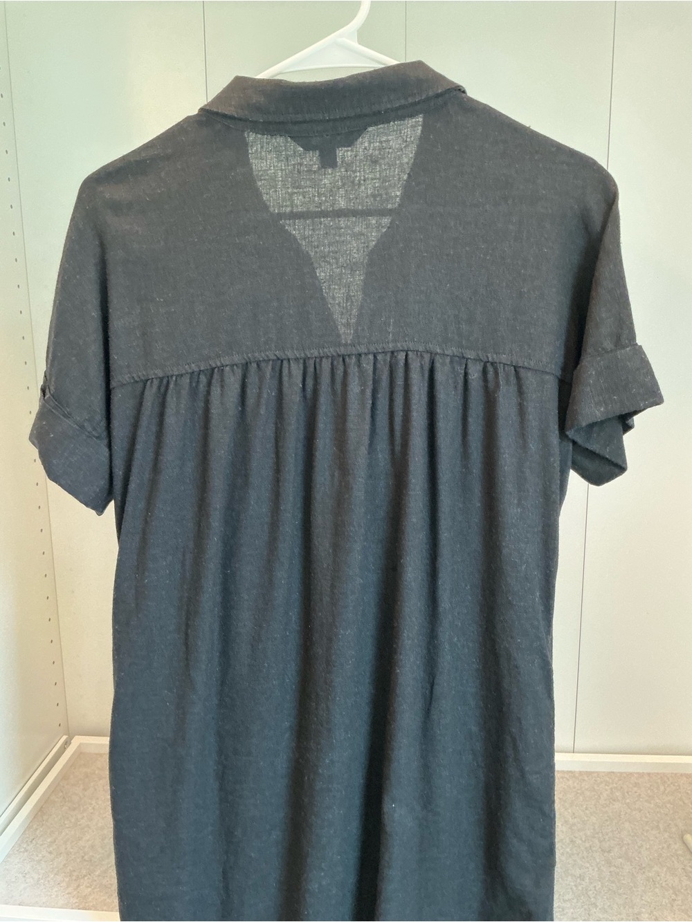 Well Worn Classic Linen Blend Shirt Dress Black Button Front Pockets Sz Medium - Picture 4 of 8